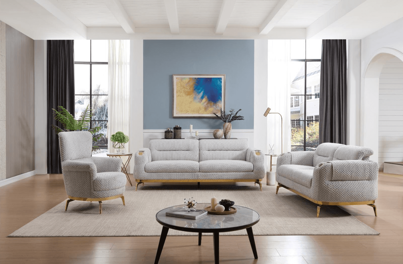 Zoe Velvet Sofa - Grey — Sofa | Trendz Furniture